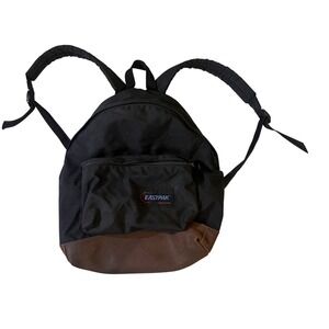 Eastpak Backpack Black Leather Bottom Made‎ in USA Vintage Daypack Classic